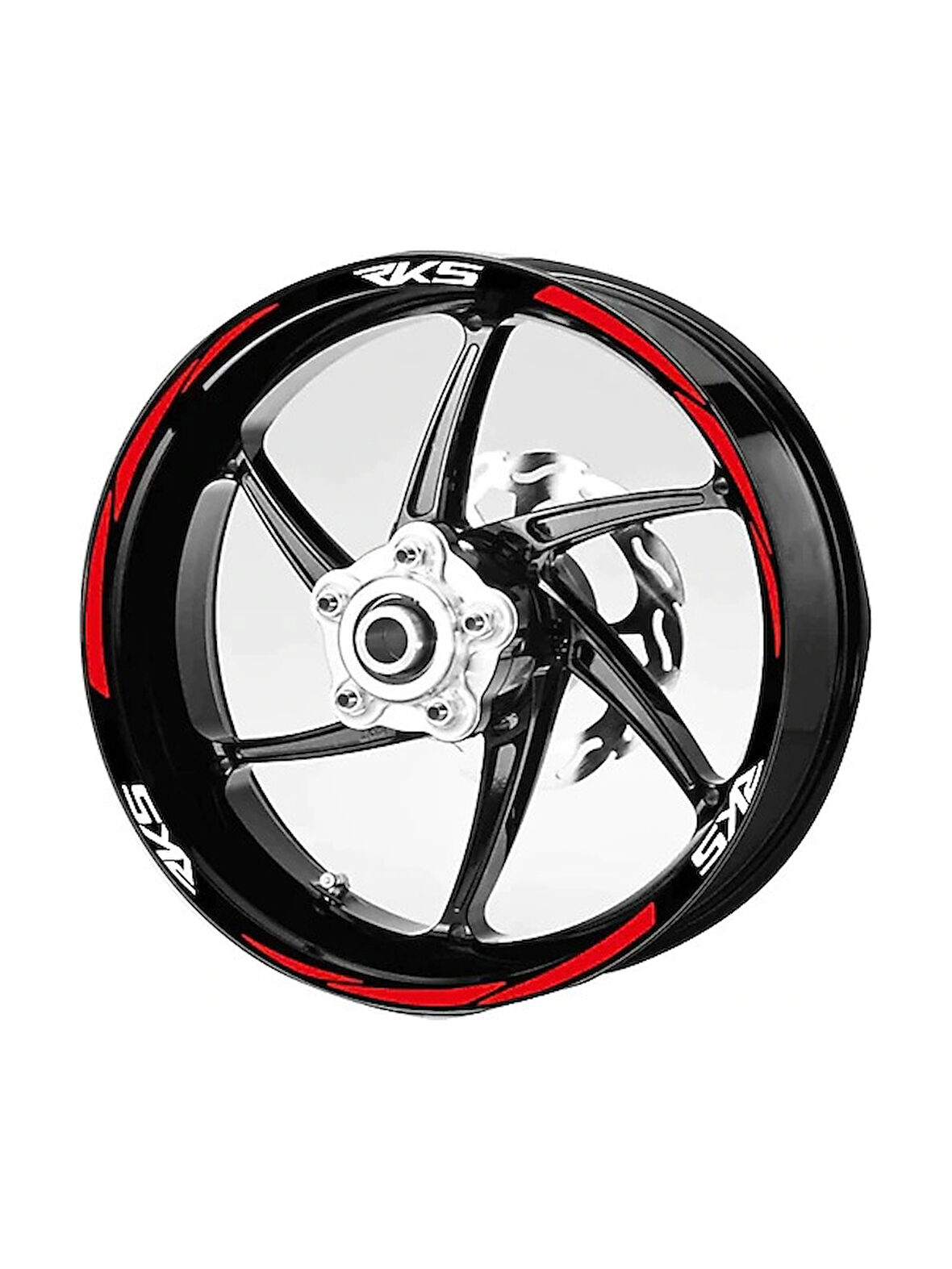 Motosiklet Jant Şeridi Rks Beyaz Yazı Kırmızı Şerit Sağ-Sol/Ön-Arka