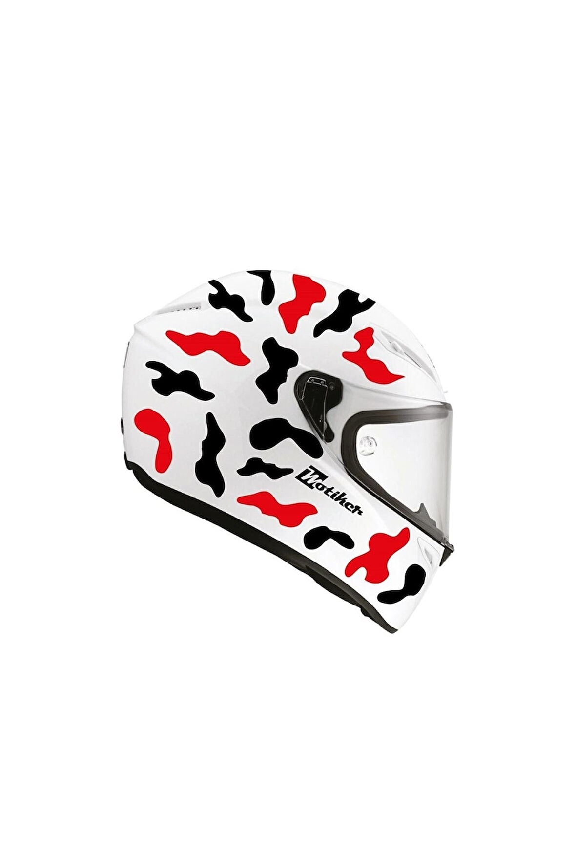 Siyah Kırmızı Kamuflaj Kask Sticker Modeli