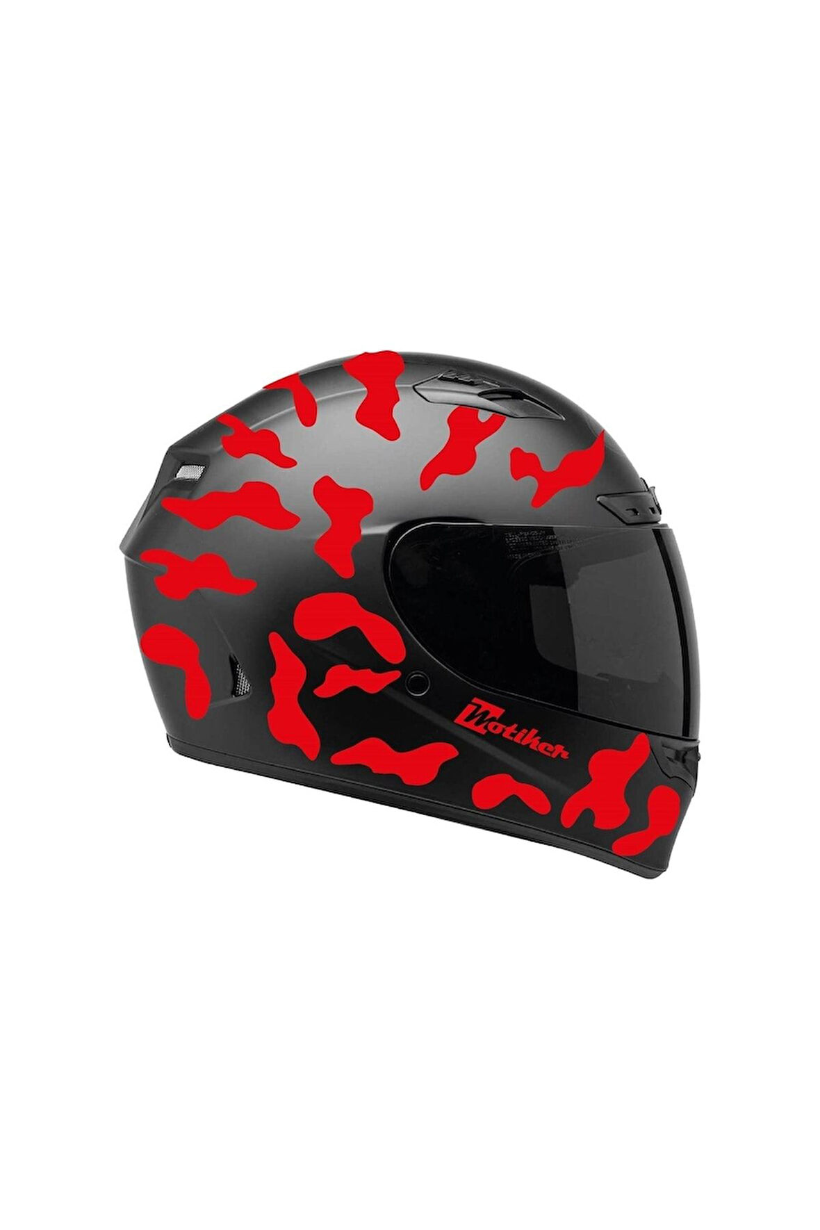 Kırmızı Kamuflaj Kask Sticker Modeli