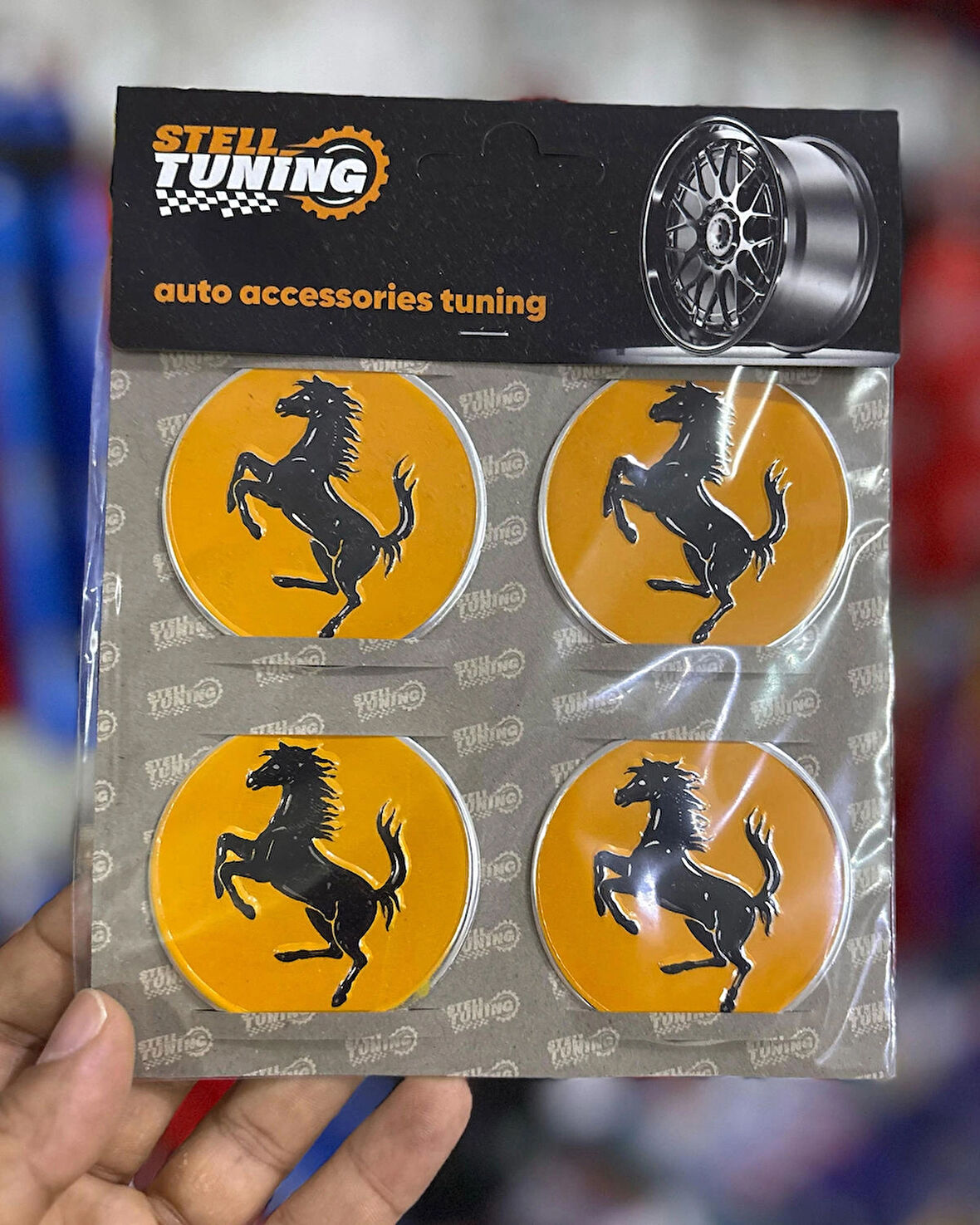 Universal Araç Uyumlu, Ferrari Jant Göbeği Arması, Sticker 4'lü Set 60mm