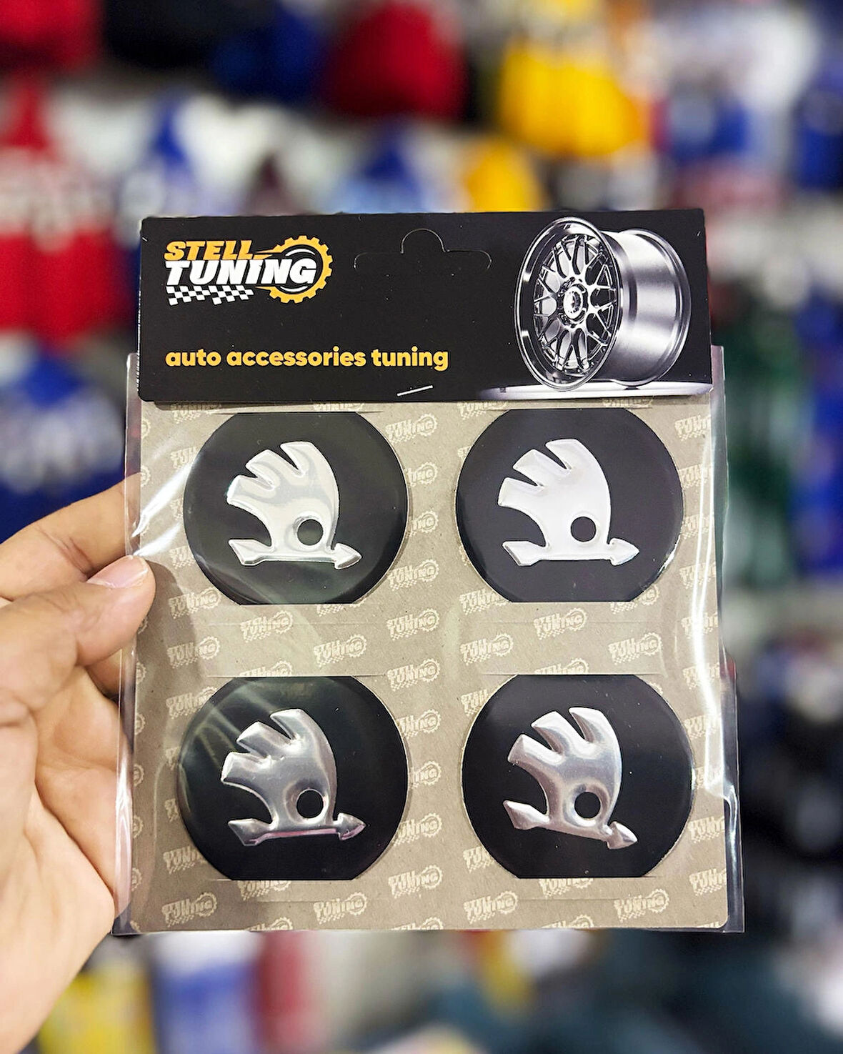 Universal Araç Uyumlu, Skoda Jant Göbeği Arması, Sticker 4'lü Set 60mm