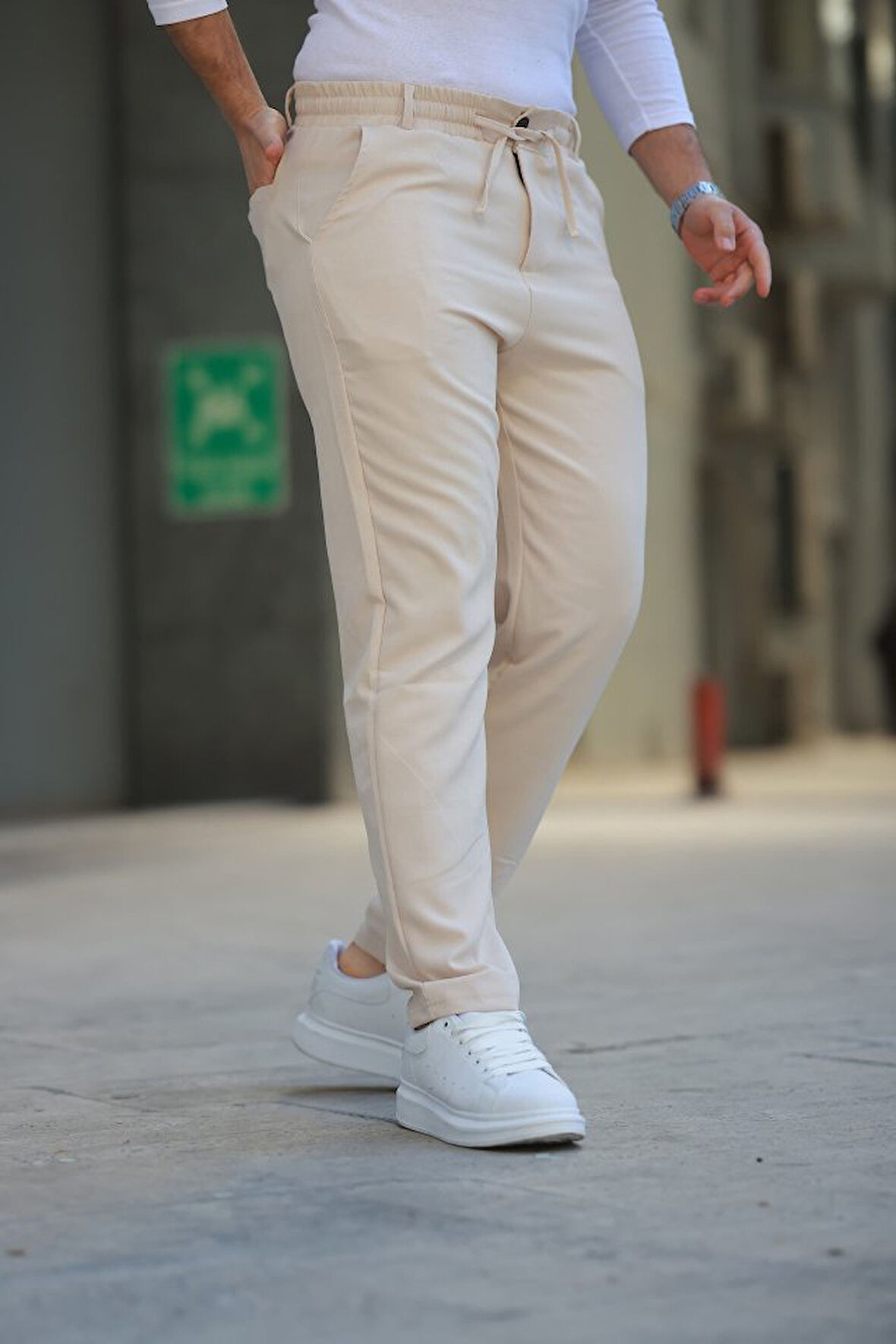 Erkek Beli Bağcıklı Jogger Pantolon