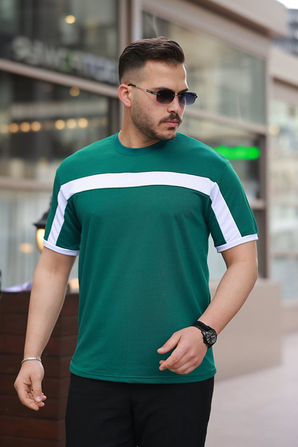 Erkek şerit Detaylı Kısa Kollu T-shirt