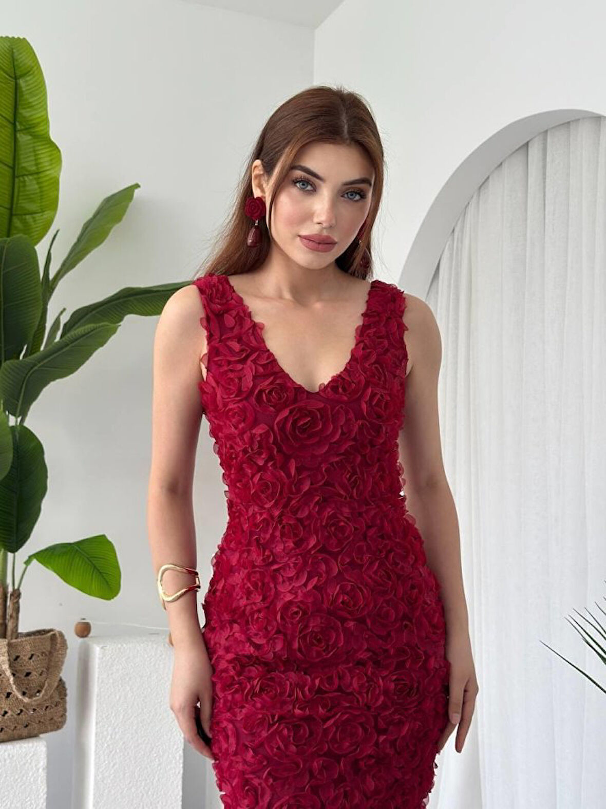 Kren Gül Detaylı Elbise