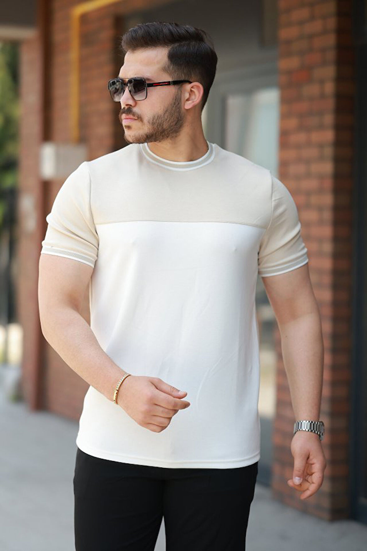 Erkek Parçalı Renk Kısa Kollu Tişört