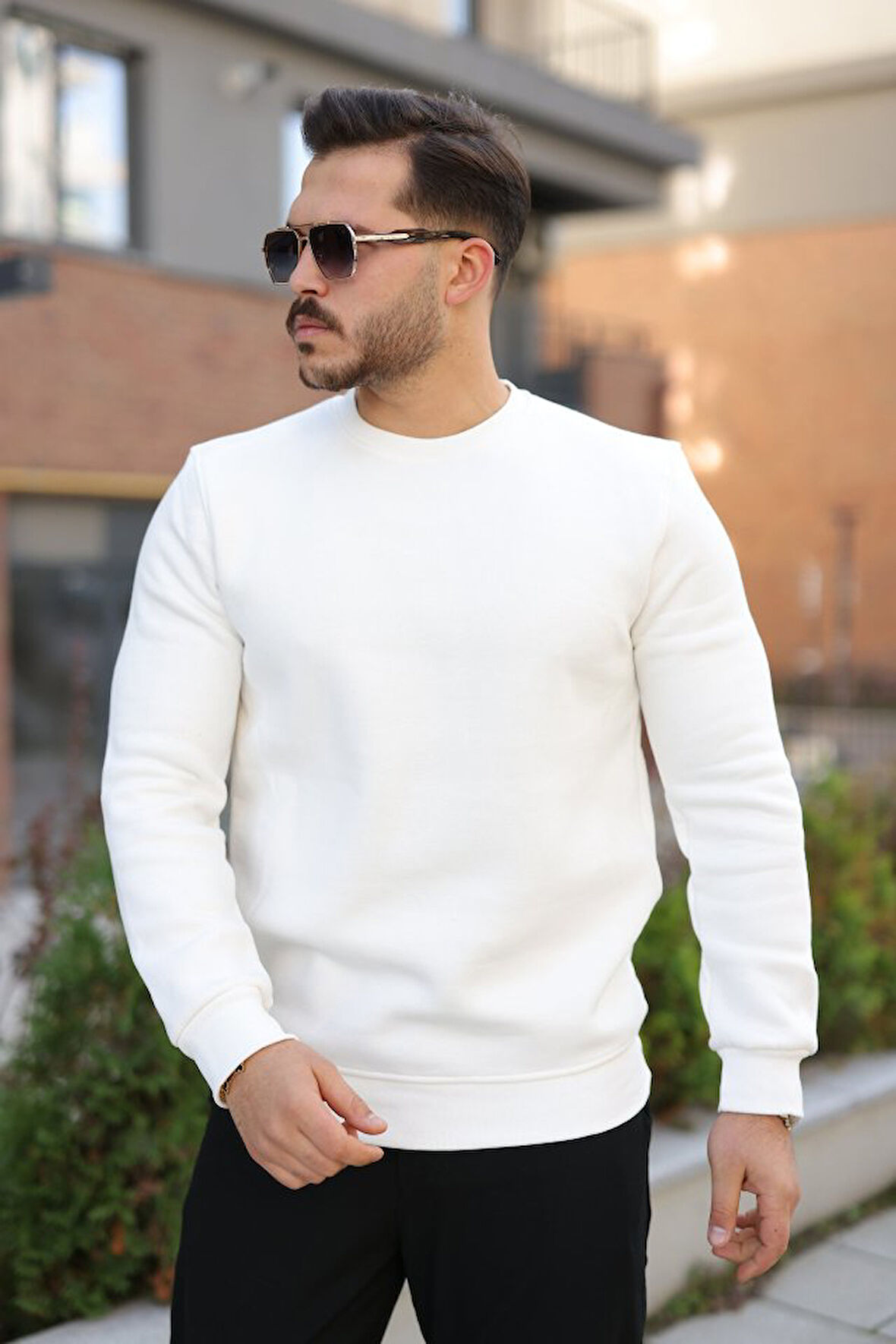 Erkek Üç İplik Şardonlu Sweatshirt