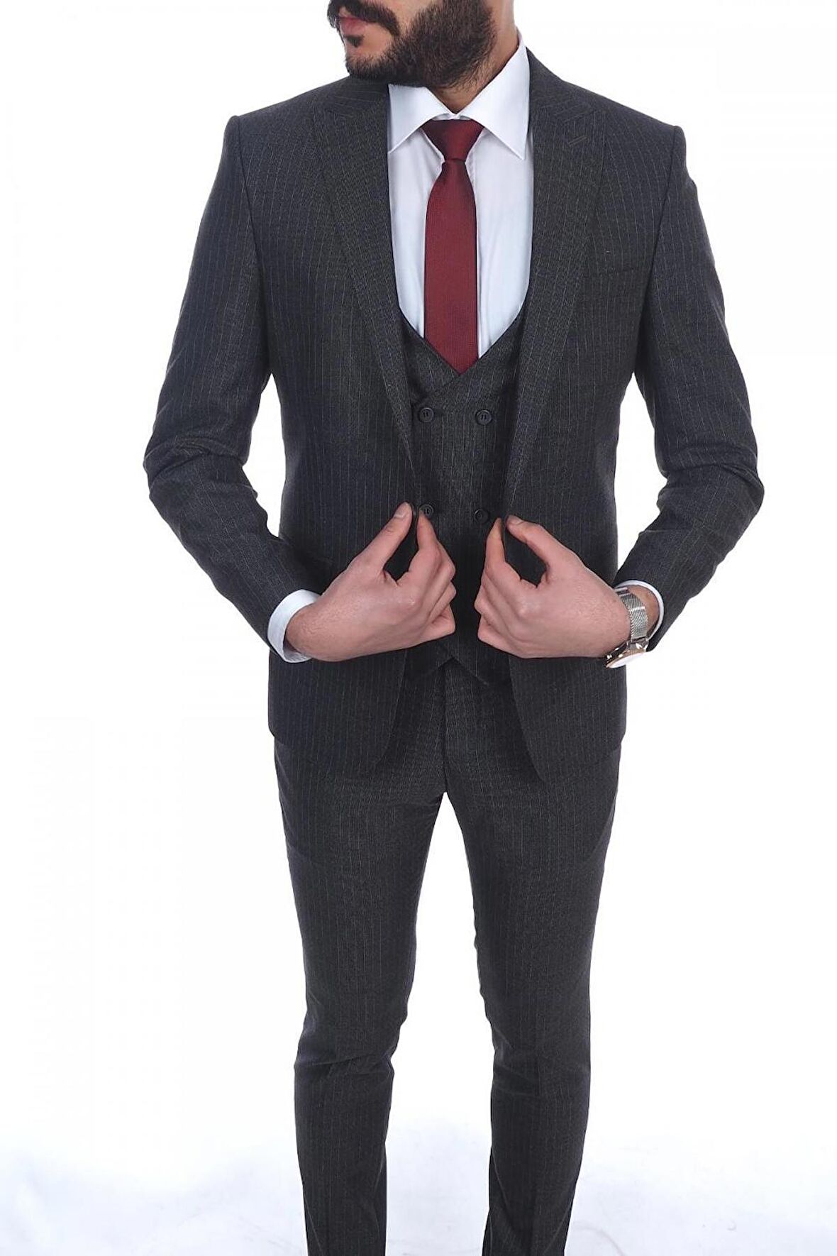 Fonte Falcao Slimfit Yelekli Drop 6 Takım-Antrasit
