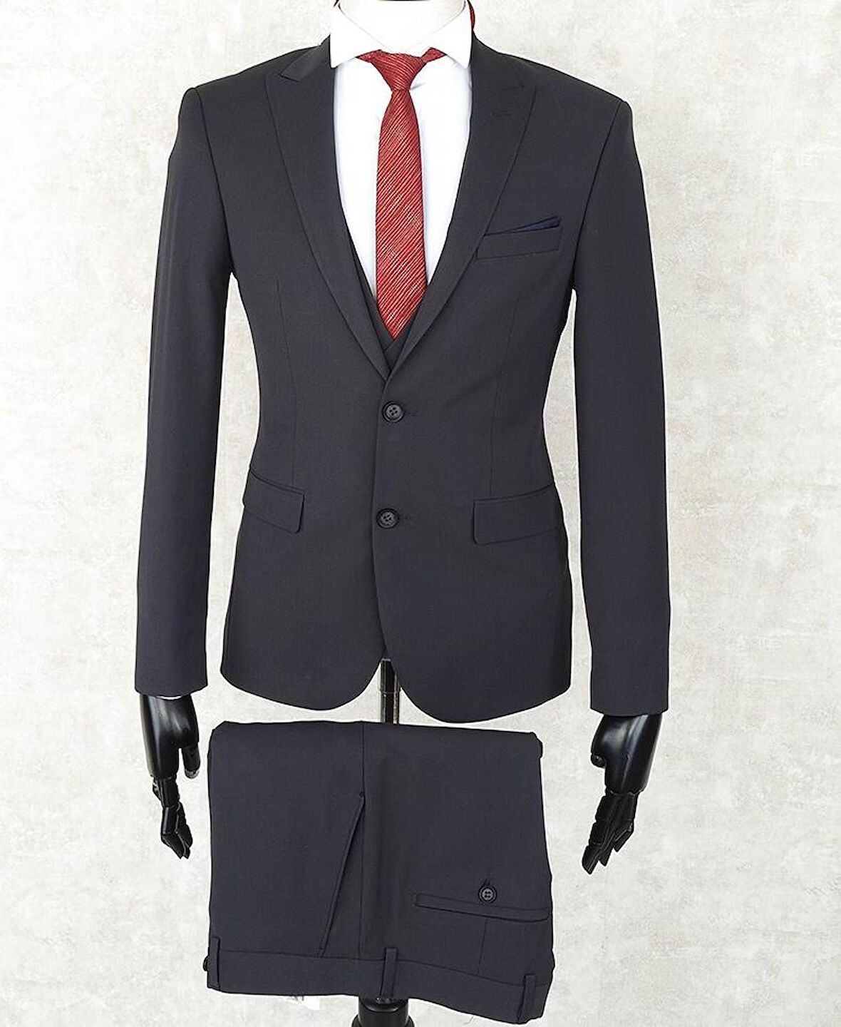 Jan Carlucci Slimfit Yelekli Drop 6 Takım-KoyuGri