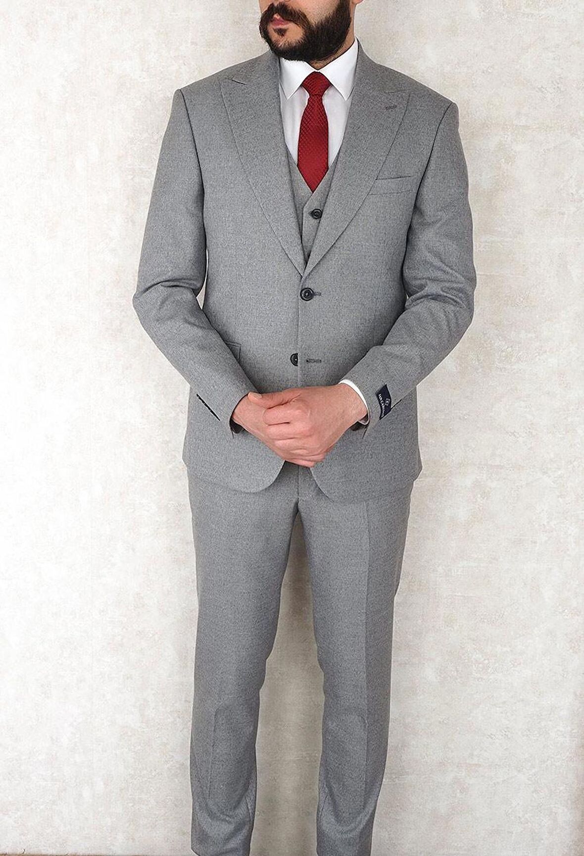 Jan Carlucci Slimfit Yelekli Drop 6 Takım-Gri