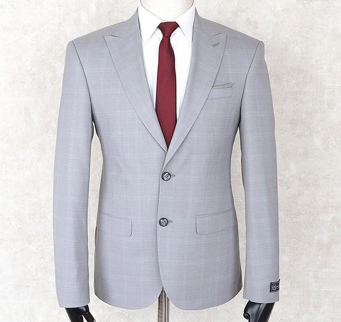 JAN CARLUCCİ Erkek Slim Fit Sivri Yaka Gri Drop 6 Ceket