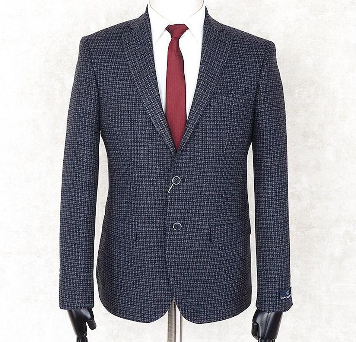 JAN CARLUCCİ Yünlü Erkek Regular Fit Mono Yaka Lacivert Drop 4 Tek Ceket