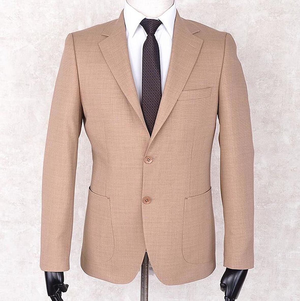 Jan Carlucci Yazlık İki Düğme-Yarım Astar- Slimfit Drop 6 Ceket-Açık Somon Rengi