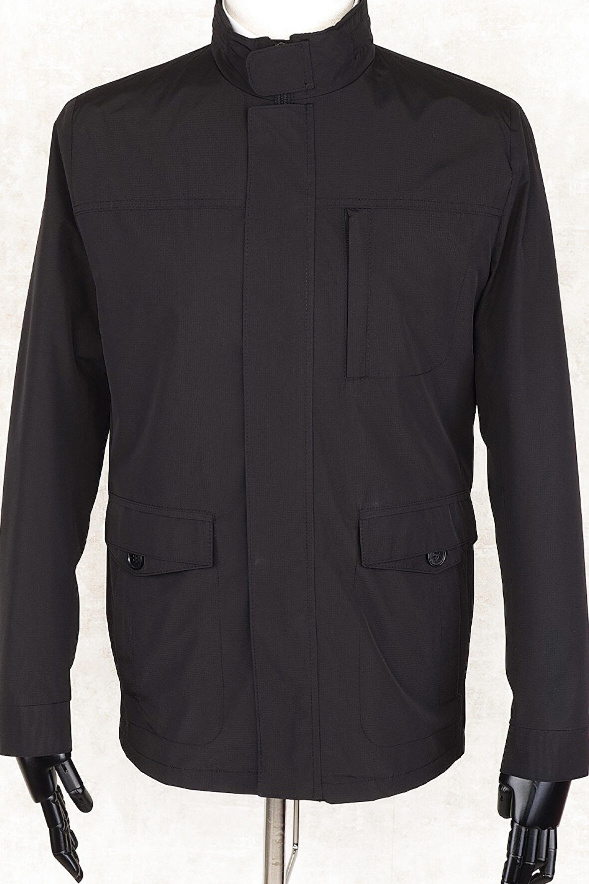 Jan Carlucci Slimfit Siyah Yazlık İnce Mont 