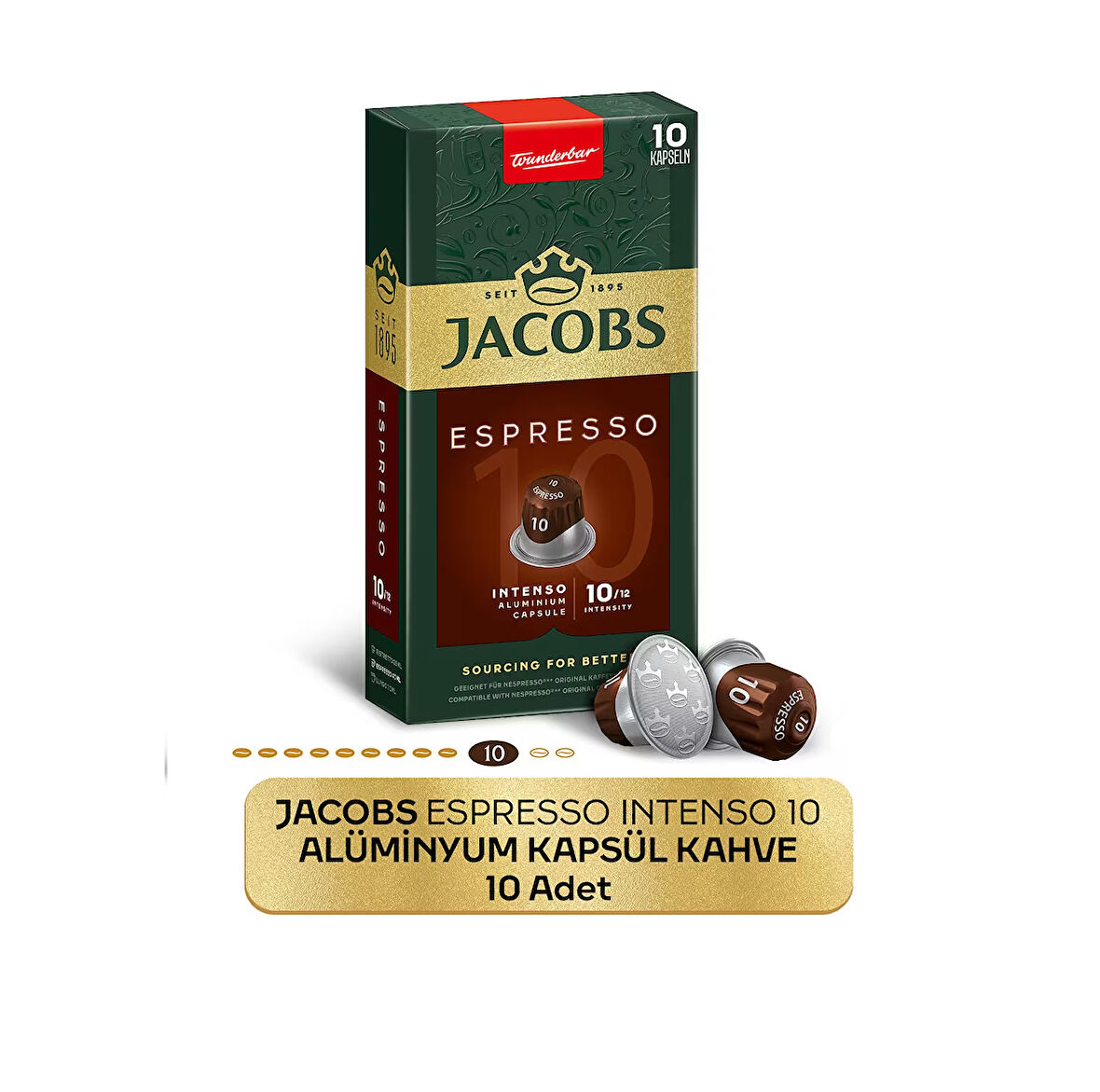 Jacobs Espresso 10 Intenso Nespresso Uyumlu Kapsül Kahve 10 Kapsül