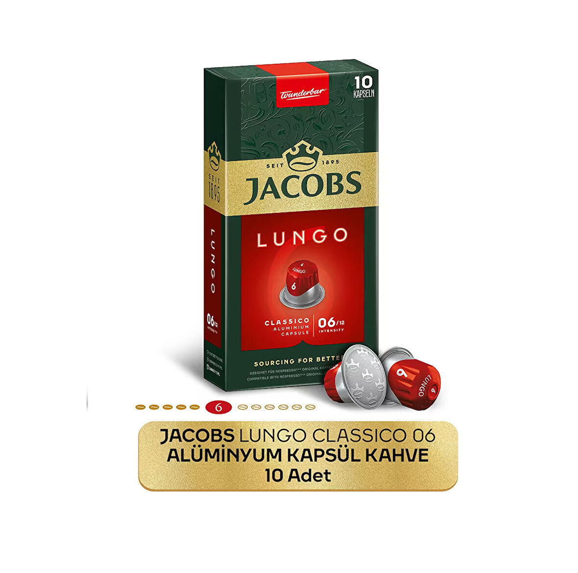 Jacobs Lungo 6 Classic Nespresso Uyumlu Kapsül Kahve 10 Kapsül