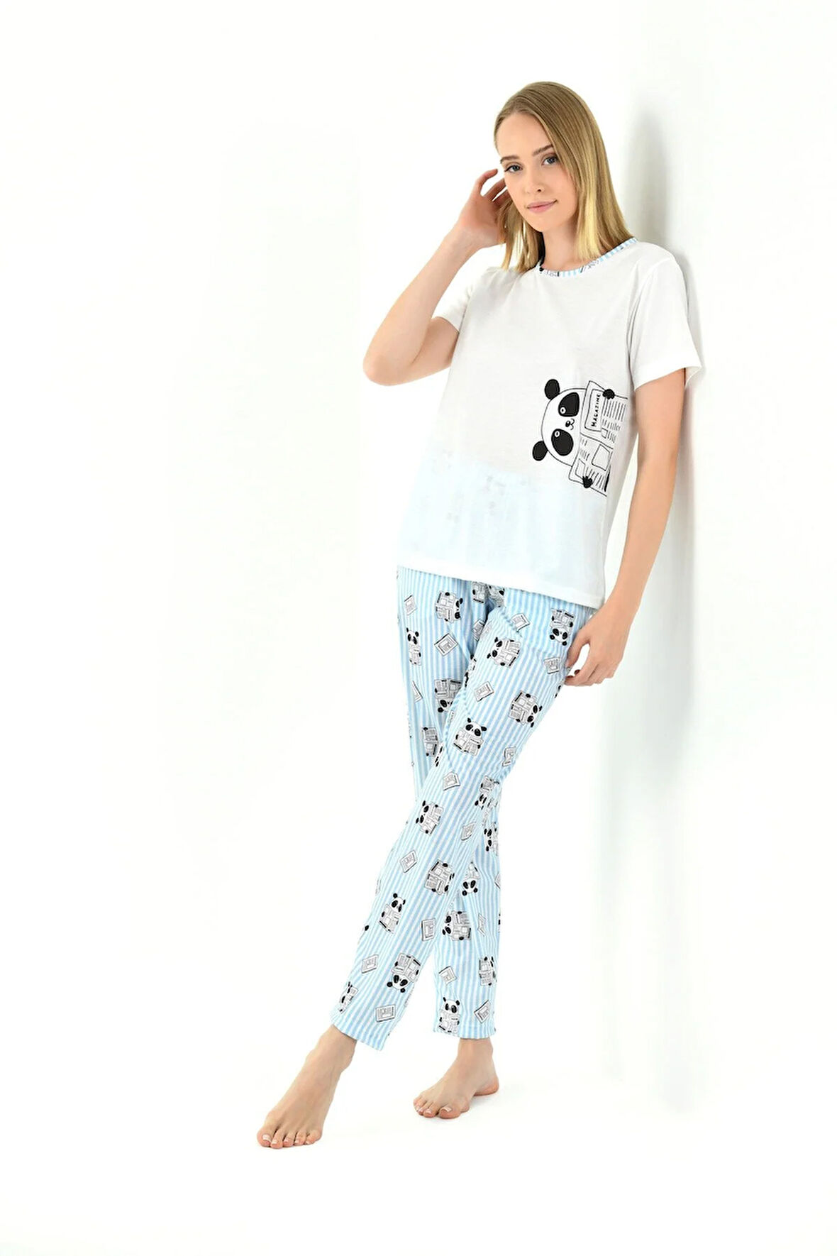 Panda Baskılı Kadın Pijama Takımı