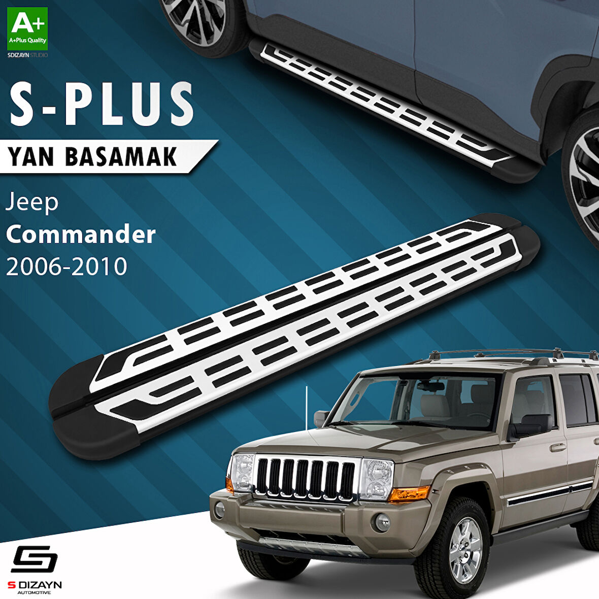 S-Dizayn Jeep Commander S-Plus Gri Yan Basamak 173 Cm 2006-2010 A+ Kalite