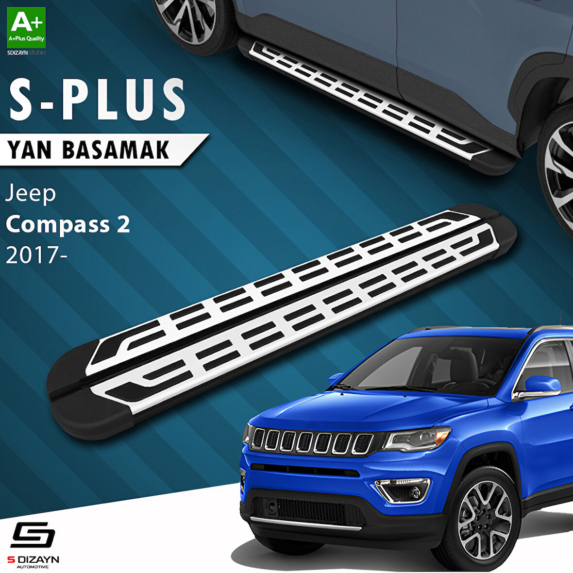 S-Dizayn Jeep Compass 2 S-Plus Gri Yan Basamak 173 Cm 2017 Üzeri A+ Kalite