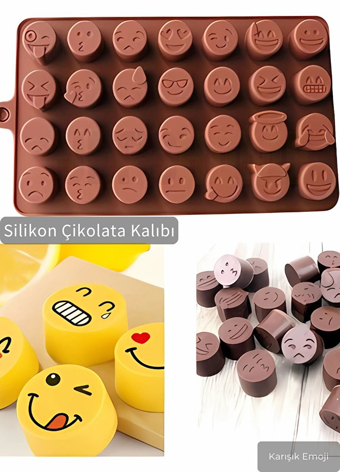 Karışık Emoji Çikolata Kalıbı BPA FREE Buz Kalıbı Silikon Tatlı Kalıbı Yapışmaz Kalıp