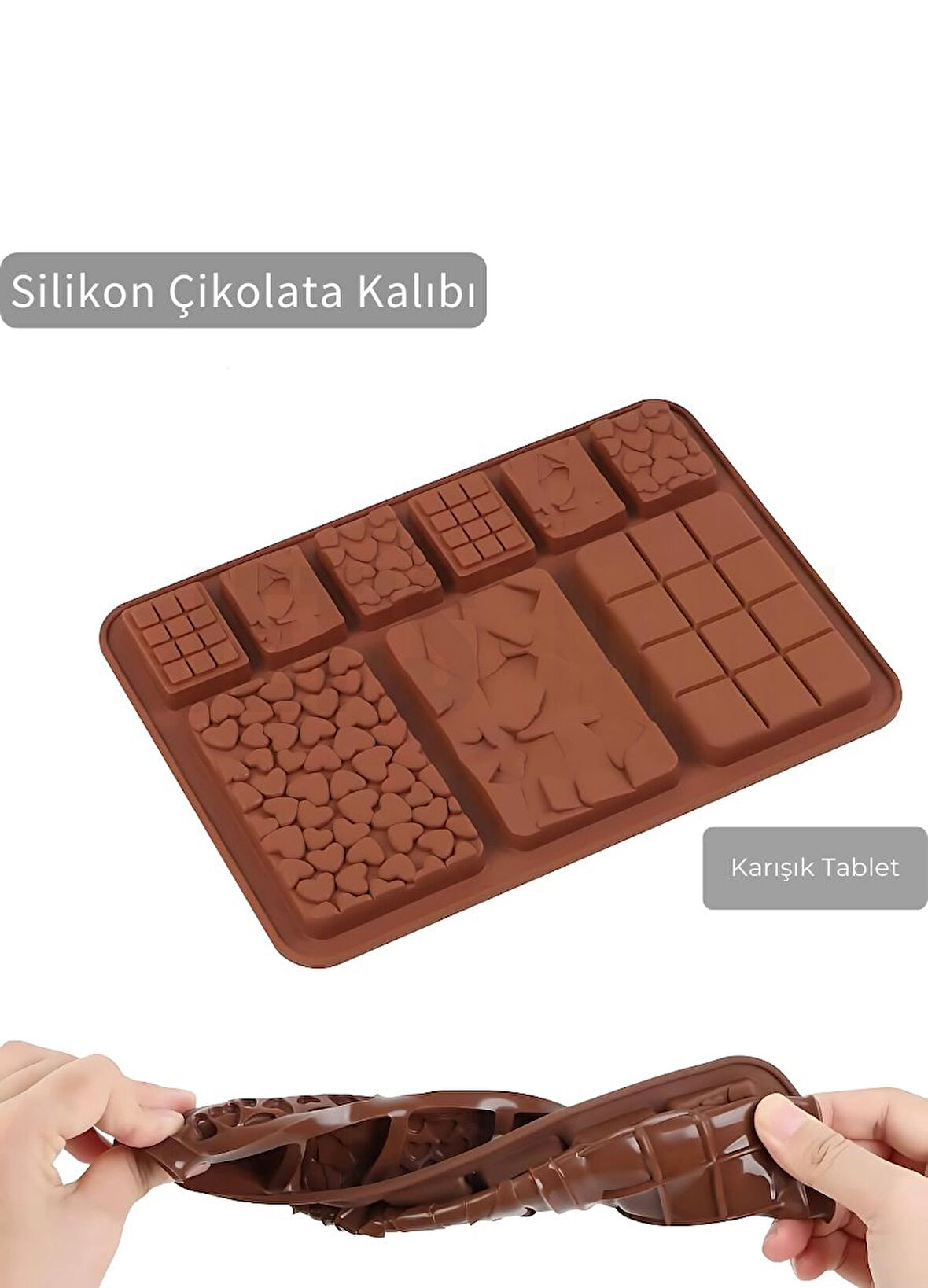 Karışık Tablet Desen Çikolata Kalıbı BPA FREE Buz Kalıbı Silikon Tatlı Kalıbı Yapışmaz Kalıp