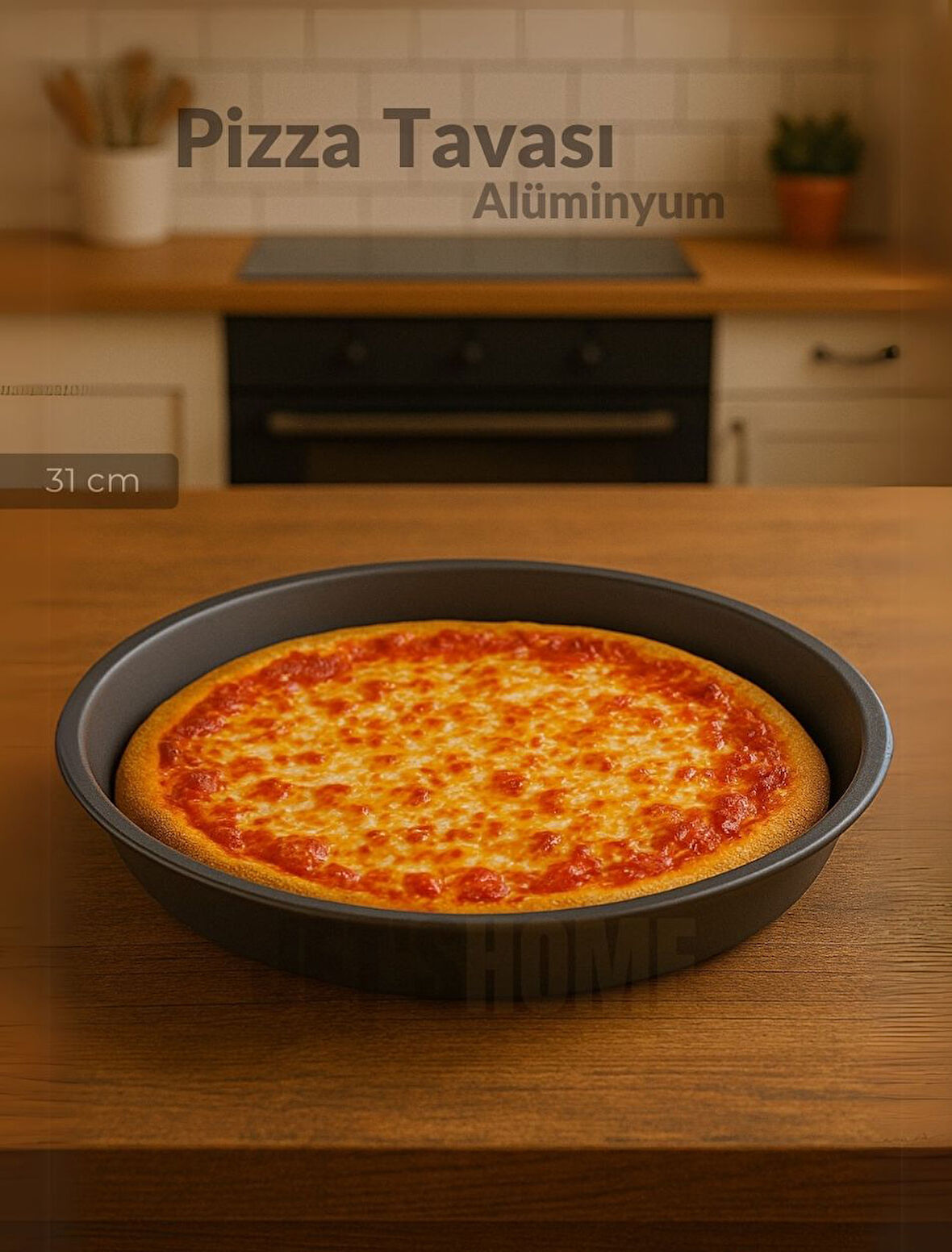 Pizza Tavası Alüminyum Pizza Tepsisi Yapışmaz Lahmacun Pide Tavası 31 Cm
