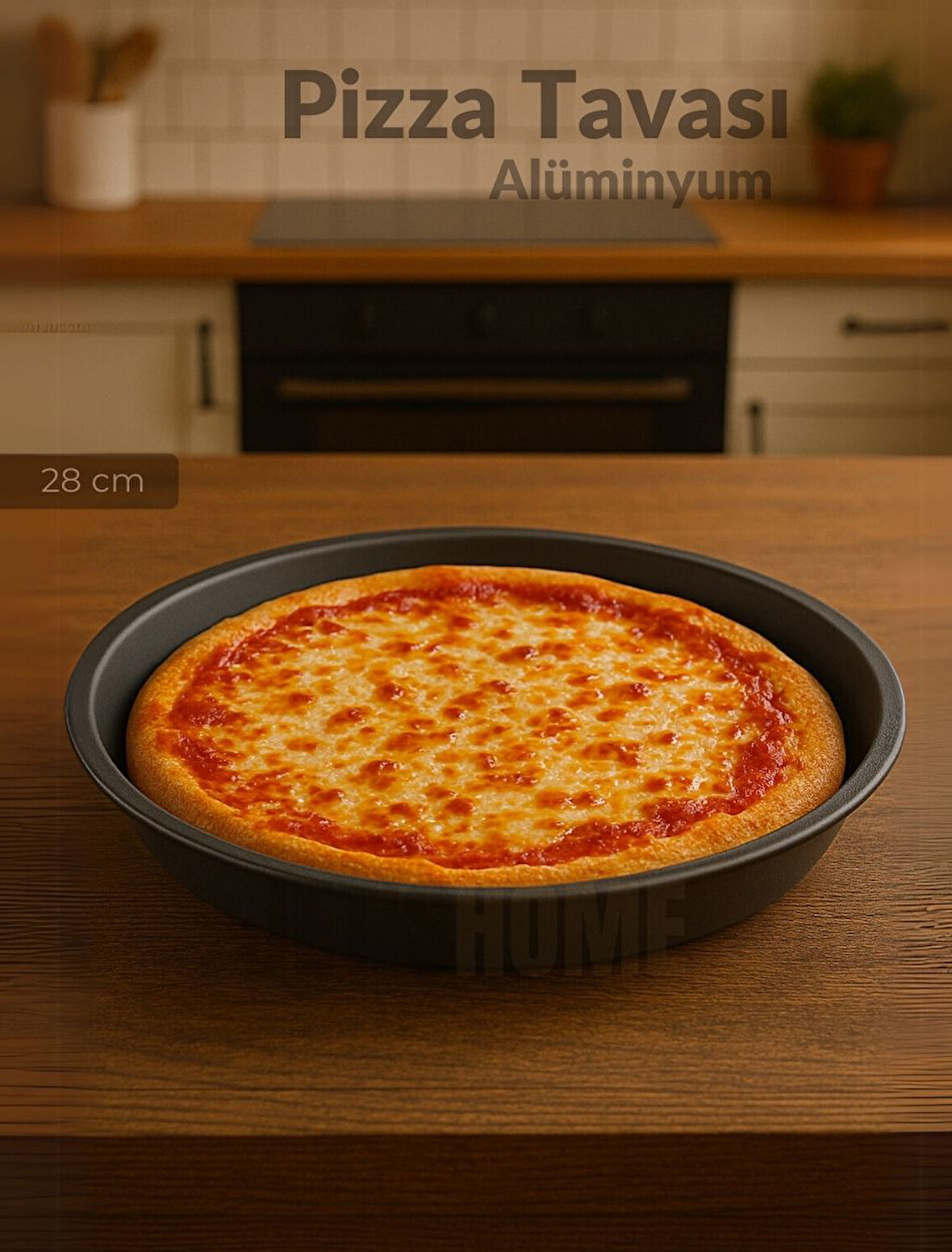 Pizza Tavası Alüminyum Pizza Tepsisi Yapışmaz Lahmacun Pide Tavası 28 Cm