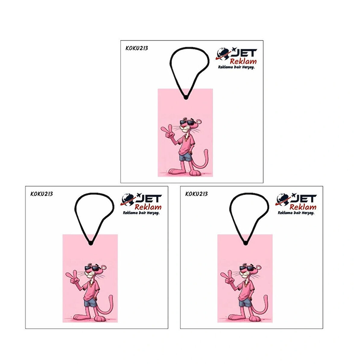 3'lü Set Pink Panter Pembe Panter Özel Tasarımlı Dekoratif Oto Araç Kokusu