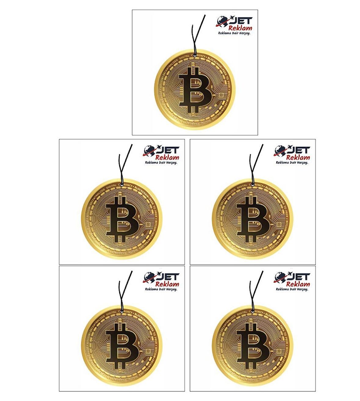 Jethızında 5'li Set Bitcoin Tasarımlı Dekoratif Araç Kokusu