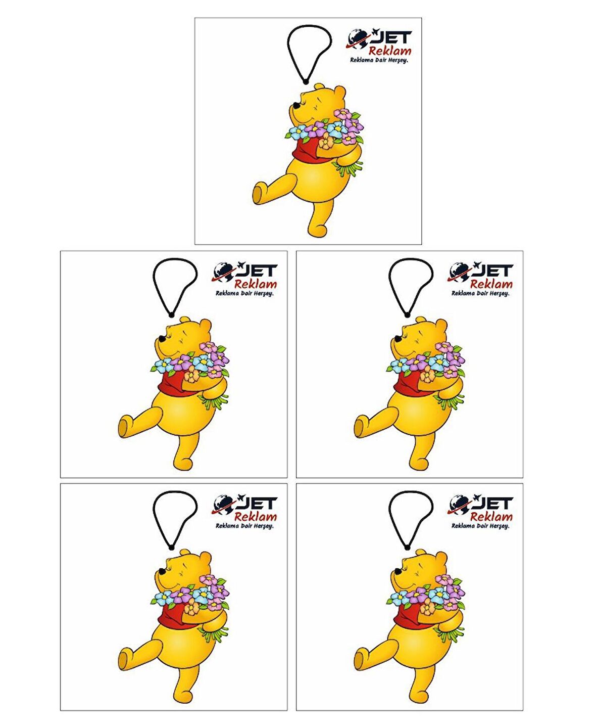 Jethızında 5'li Set Sevimli Winnie De Pooh Tasarımlı Dekoratif Oto Kokusu