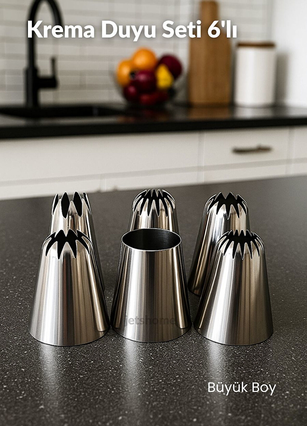 Büyük Boy 6’lı Yıldız Uçlu Krema Duy Seti – Pasta, Cupcake ve Kurabiye Süsleme Uçları