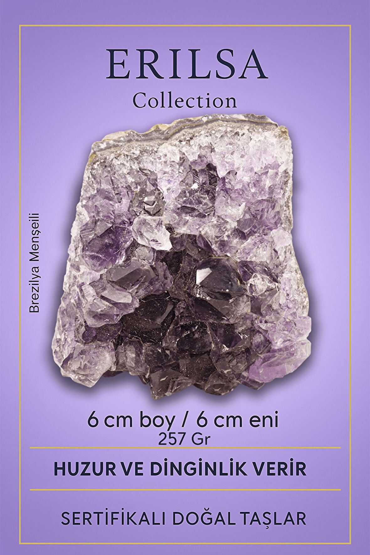 Sertifikalı Ametist Taşı Kütlesi 257 Gr – Ham Doğal Kristal Dekoratif Taş Parçası