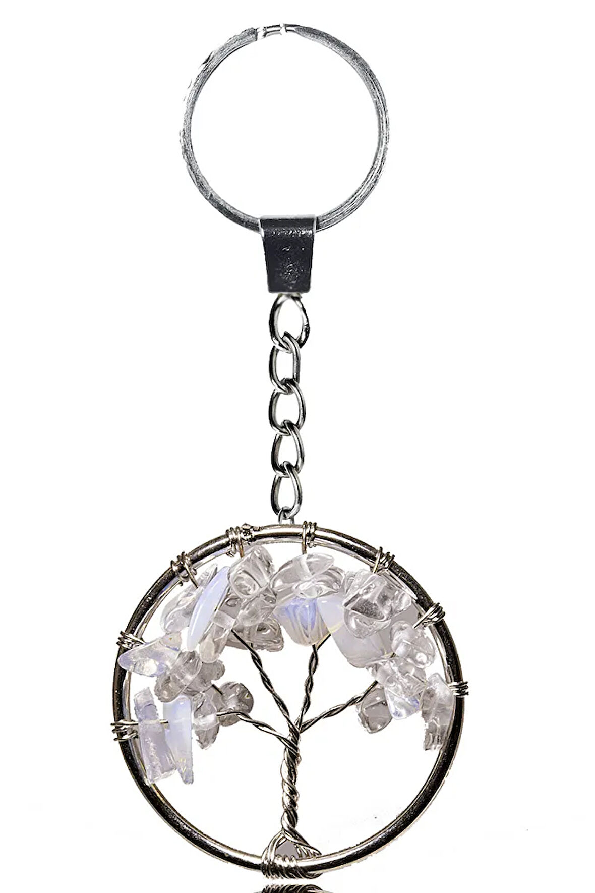 Sertifikalı Ay Taşı Hayat Ağacı Doğal Taş Anahtarlık