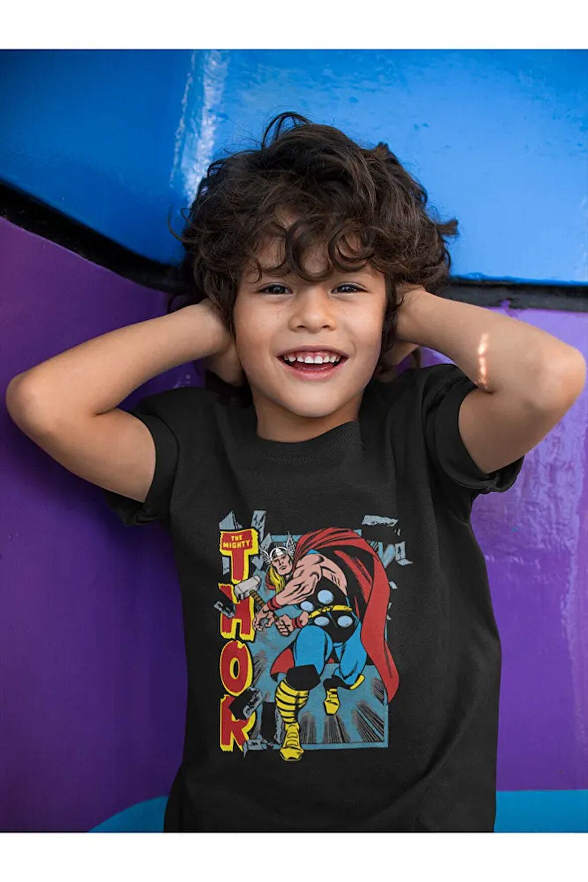 Vintage Thor Baskılı Unisex Avengers Film Çocuk Tişört (1-12 YAŞ)