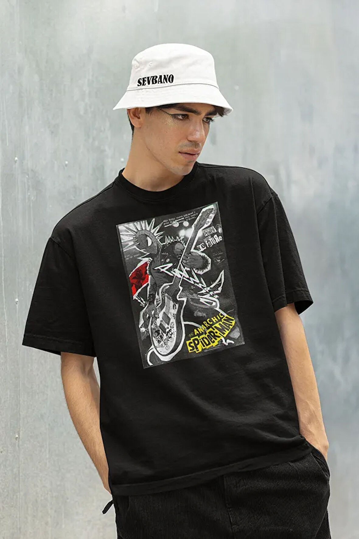 Anarchic Spider-Man Baskılı Unisex Oversize Spider-Punk Tişört
