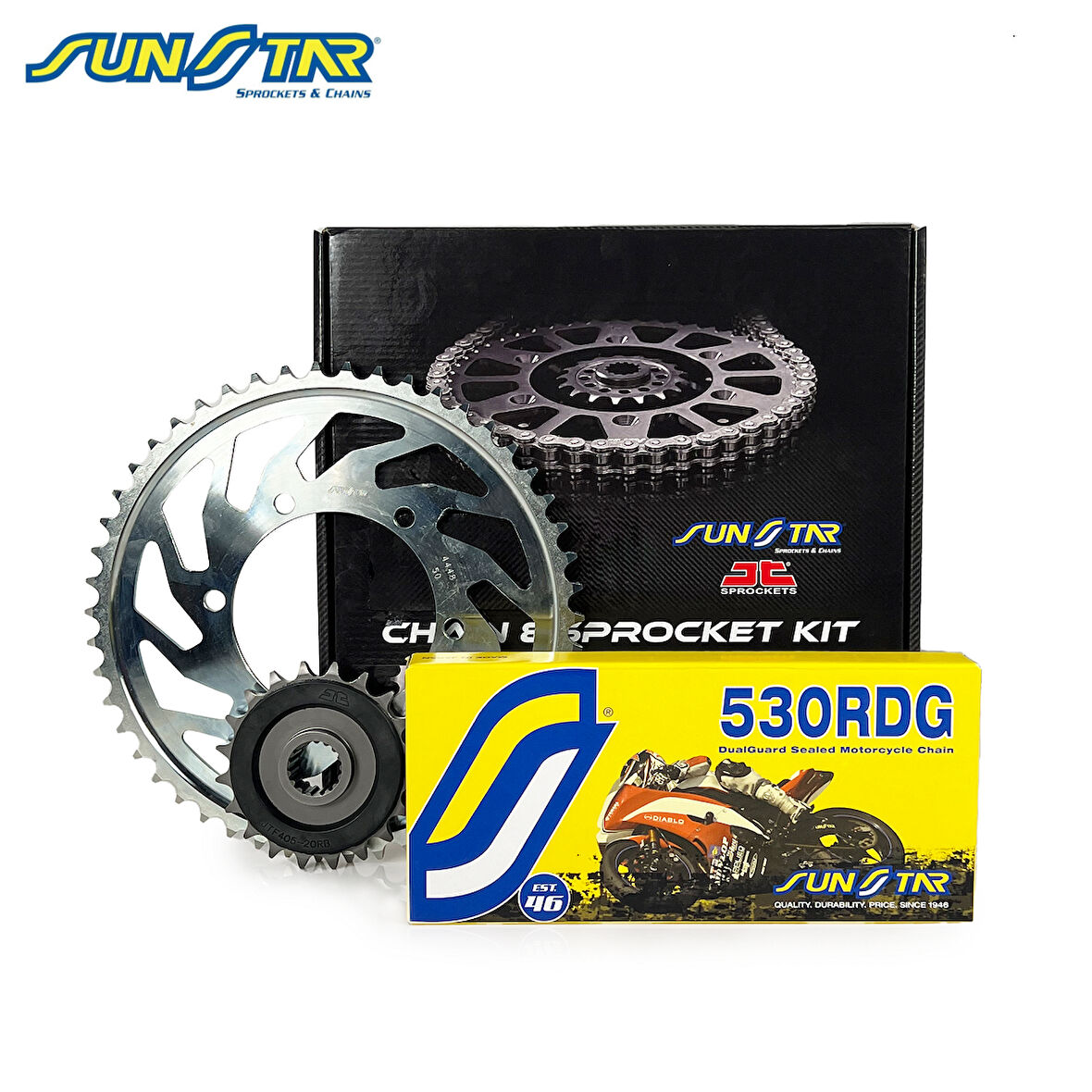 ZİNCİR DİŞLİ SETİ DUCATI MULTISTRADA ENDURO / PRO (1200 cc)  (2016-2018) / DUCATI / MULTISTRADA ENDURO / PRO / 1200cc / ZİNCİR: SUNSTAR 530RDG (Çelik)-116 / ÖN-ARKA DİŞLİ: JT (15T-43T) / 2016-2017-2018