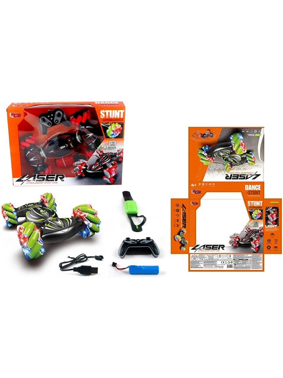 kumandalı Bilekten Kontrol Işıklı Müzikli Stunt Araba