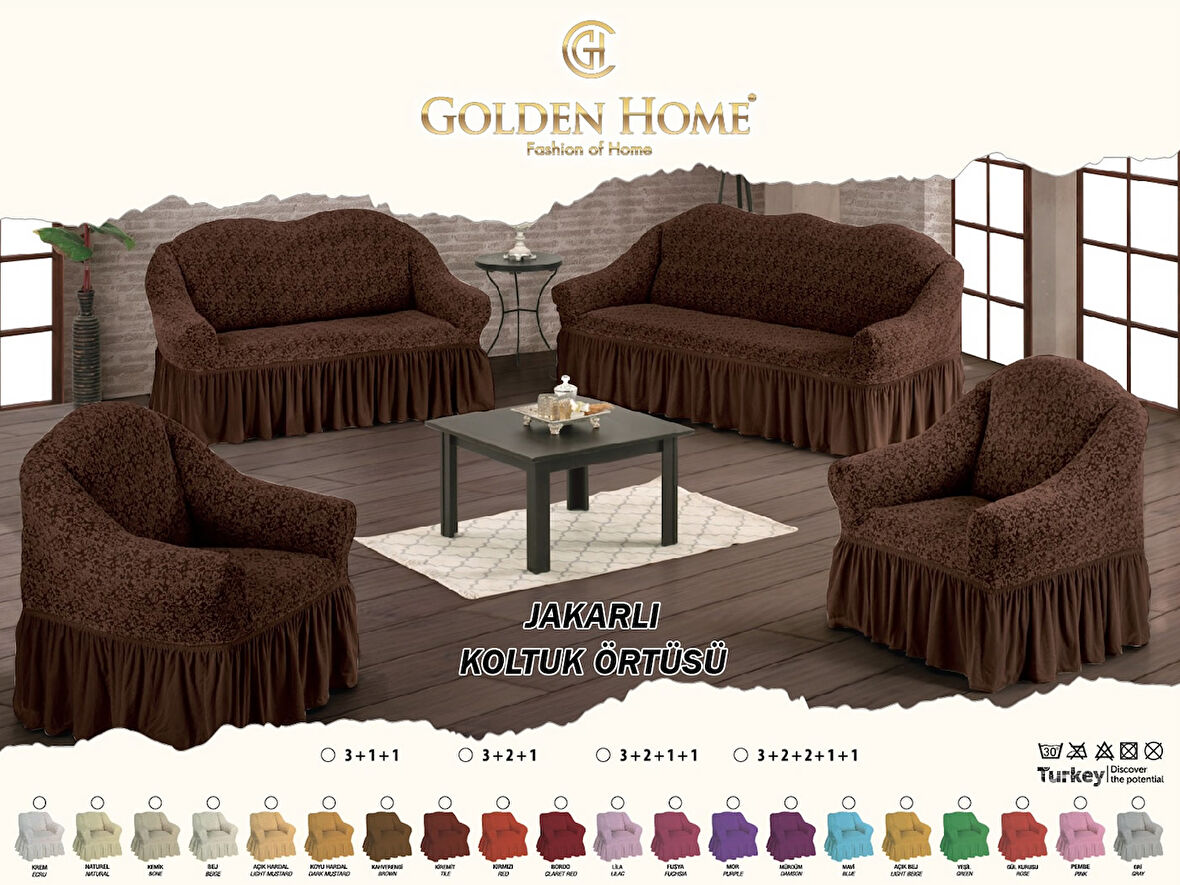 Golden Home Jakarlı Koltuk Örtüsü