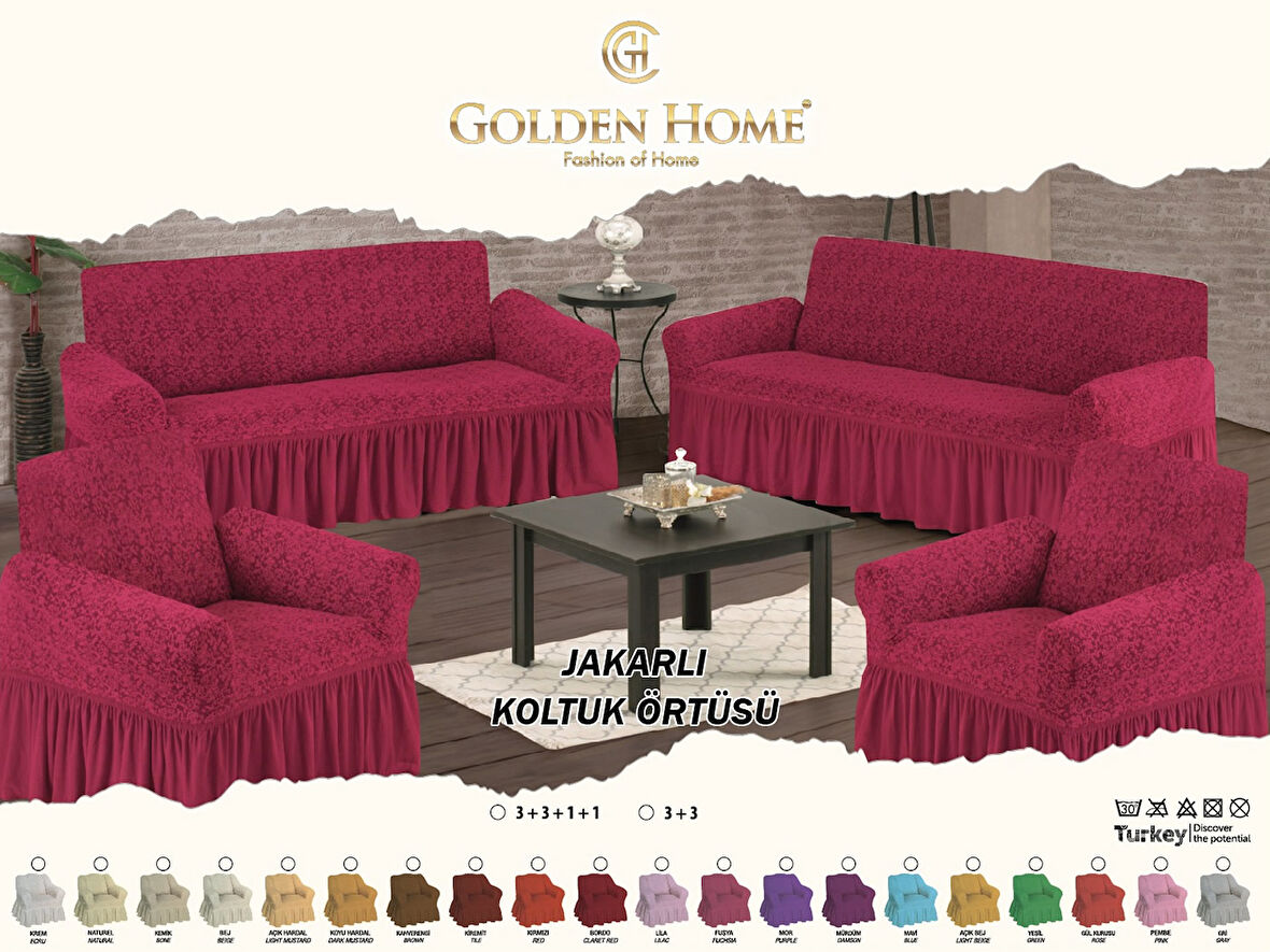 Golden Home Jakarlı Koltuk Örtüsü