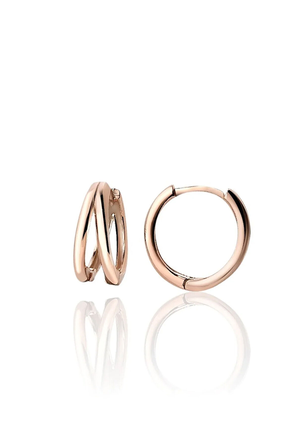 Gümüş 925 Ayar 17 Mm Çift Halka Rose Küpe