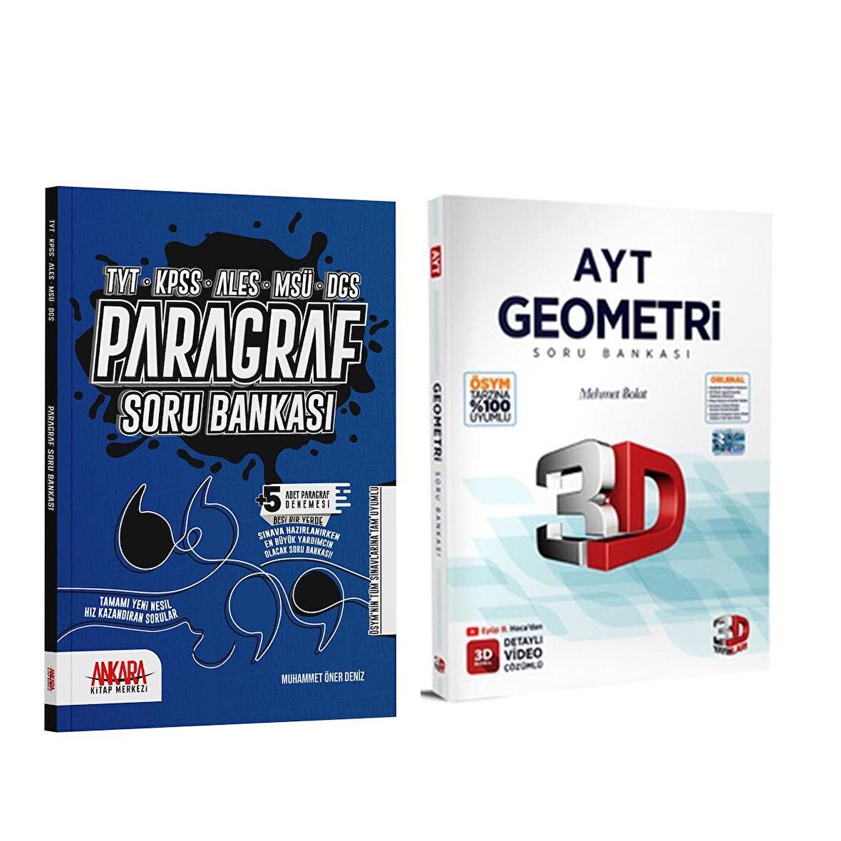 3D AYT Geometri ve AKM Paragraf Soru Bankası Seti 2 Kitap