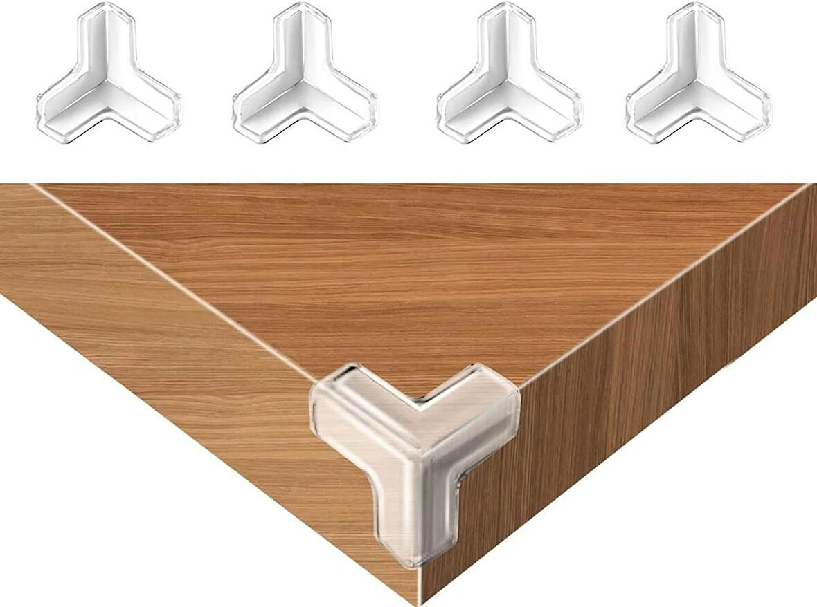 Microcase Bebekler için Eşya Masa Köşe Koruyucu  Şeffaf Kendinden Yapışkanlı Silikon Köşe Koruma - ŞEFFAF AL4544 4 Adet