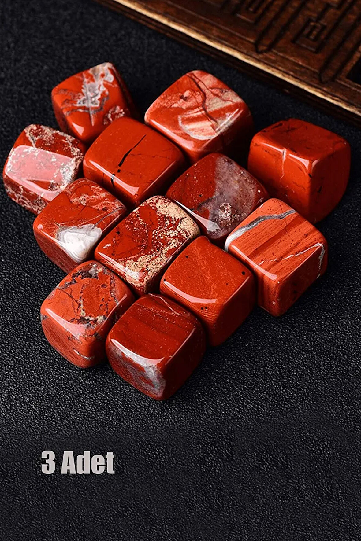 Sertifikalı Kırmızı Jasper Taşı Doğal Taş Kütle (3 Adetli)