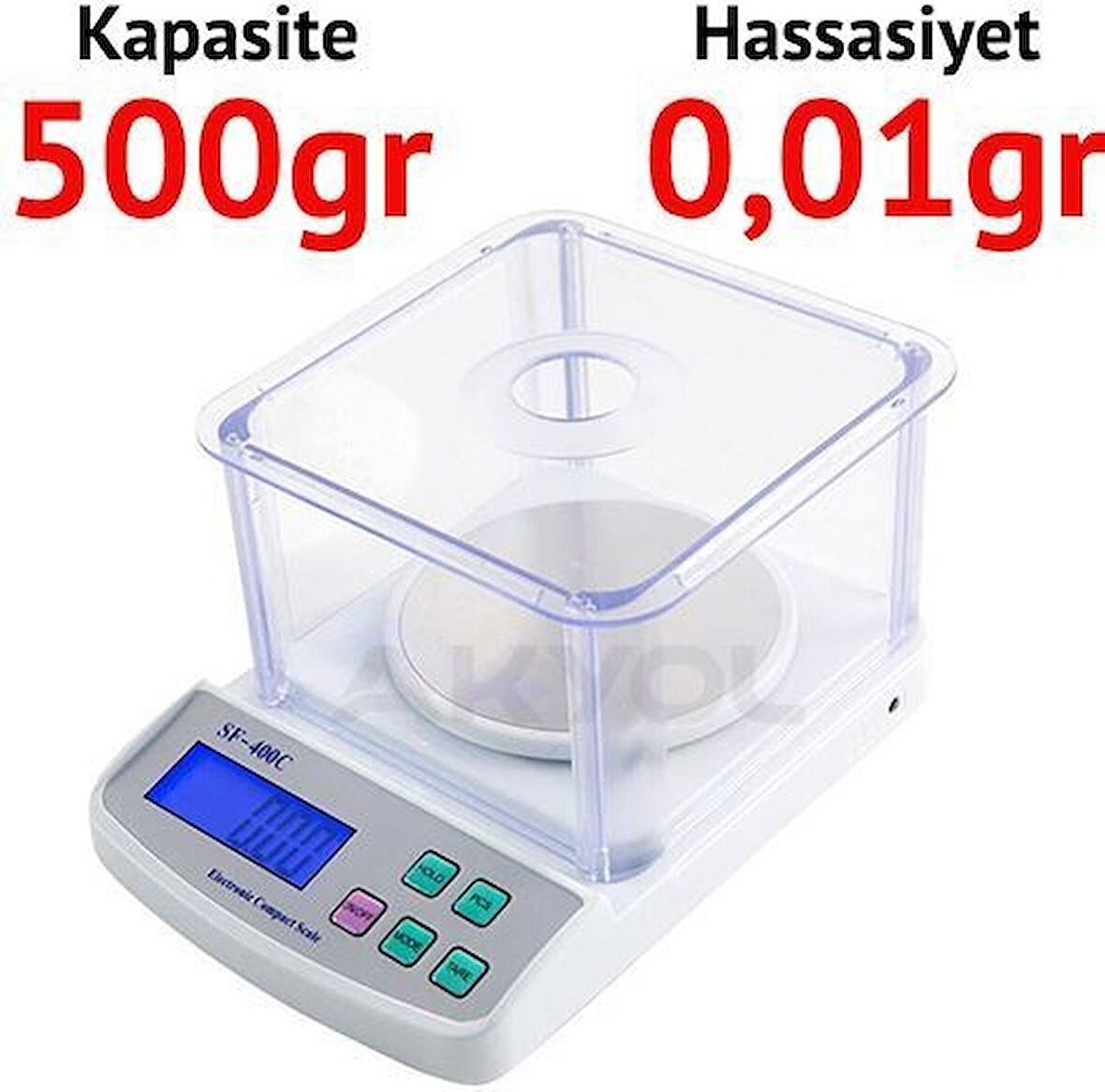 Hodbehod 500g 0.01G Fanuslu Elektronik Hassas Dijital Göstergeli Terazi Tartı