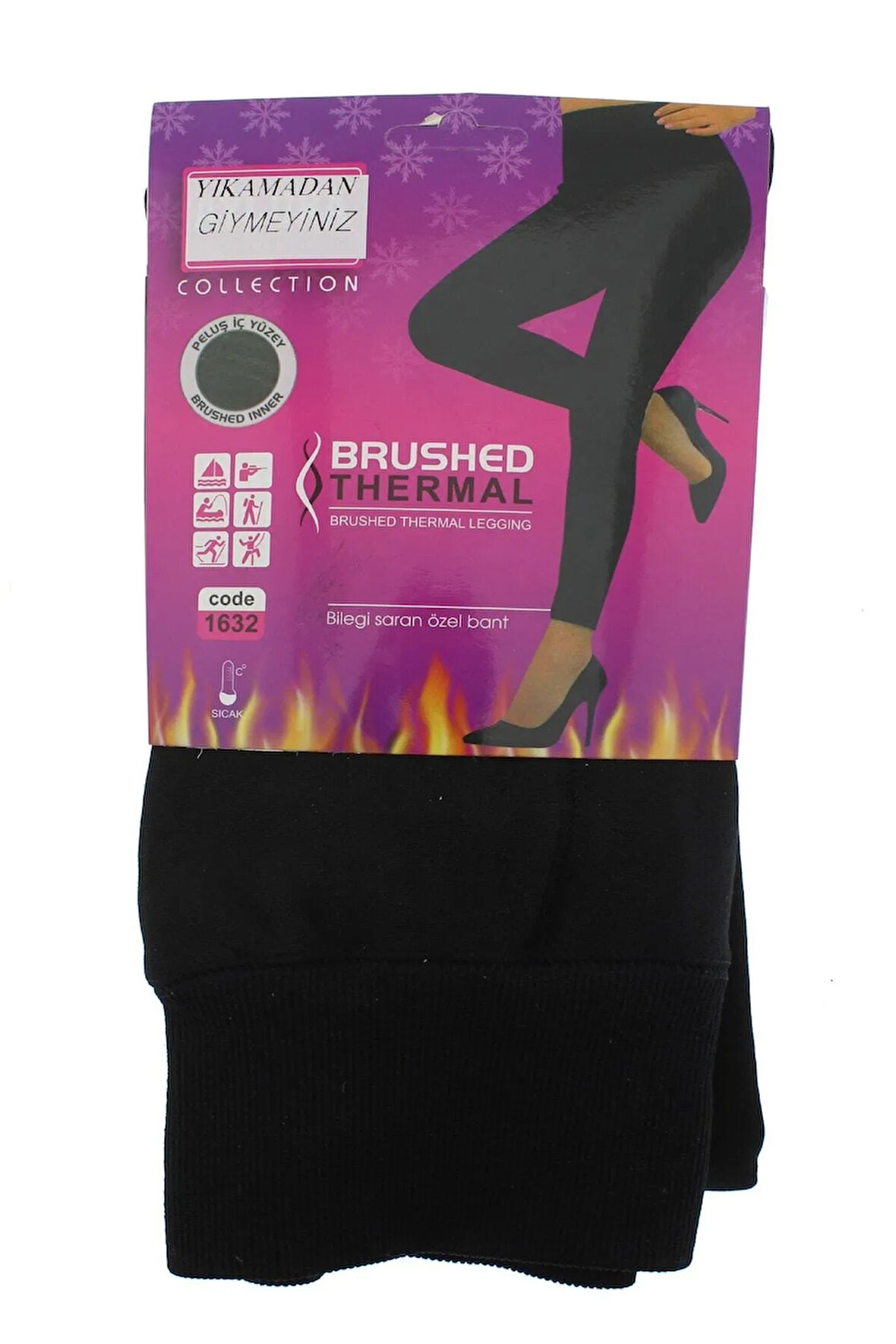 Kadın Siyah Peluşlu Termal Tayt