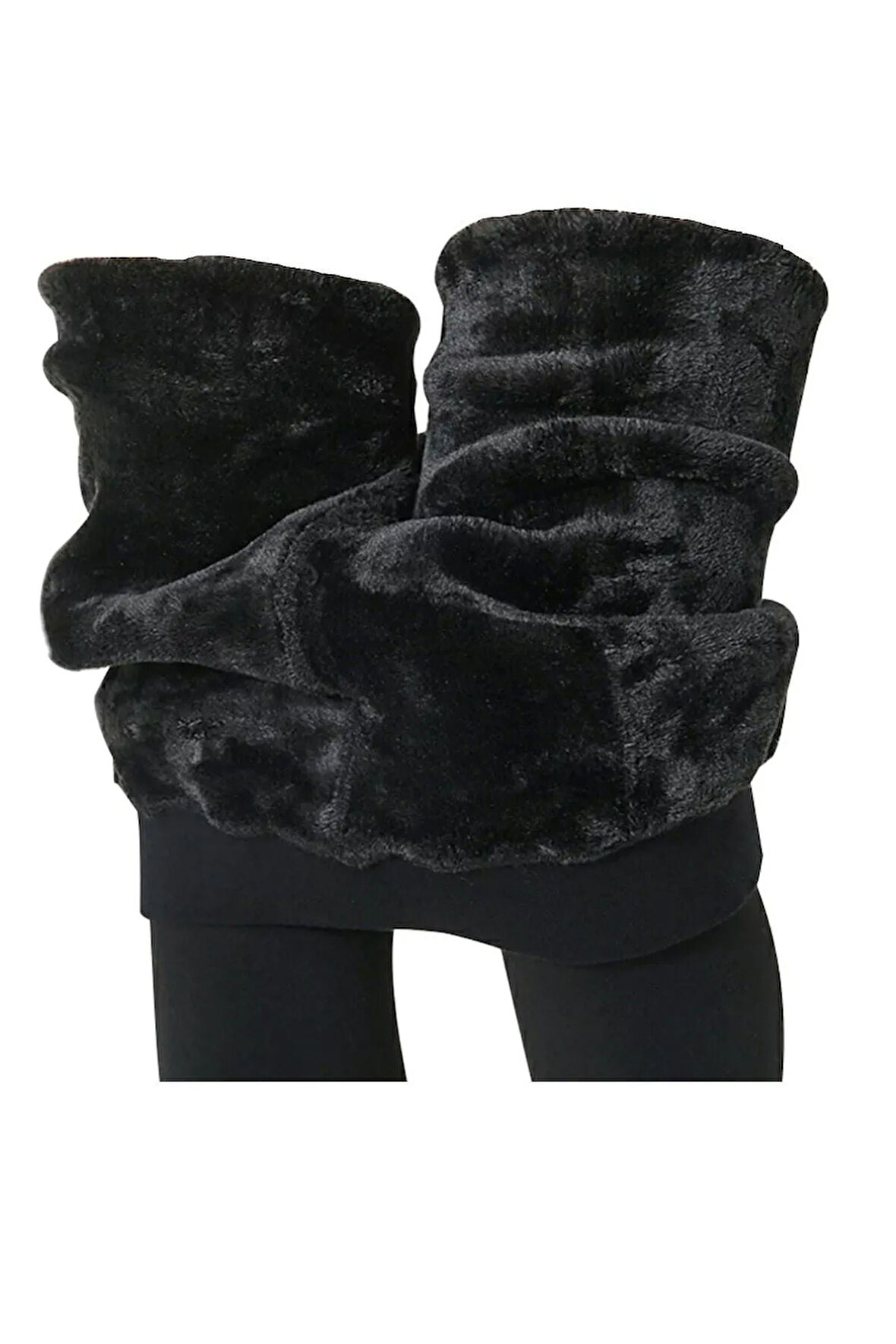 Kadın Siyah Termal Tayt Kışlık Içi Peluş