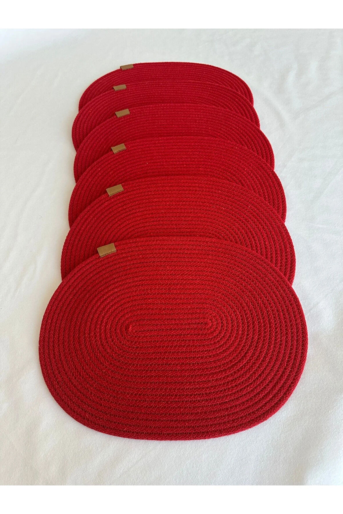 Jüt Amerikan Servis Sofra Altlığı, Masa Dekoru Supla Oval Kırmızı 30x40 6lı