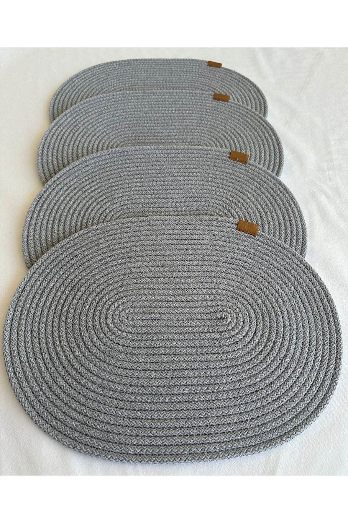 Jüt Amerikan Servis Sofra Altlığı, Masa Dekoru Supla Oval Gri 30x40 4lü