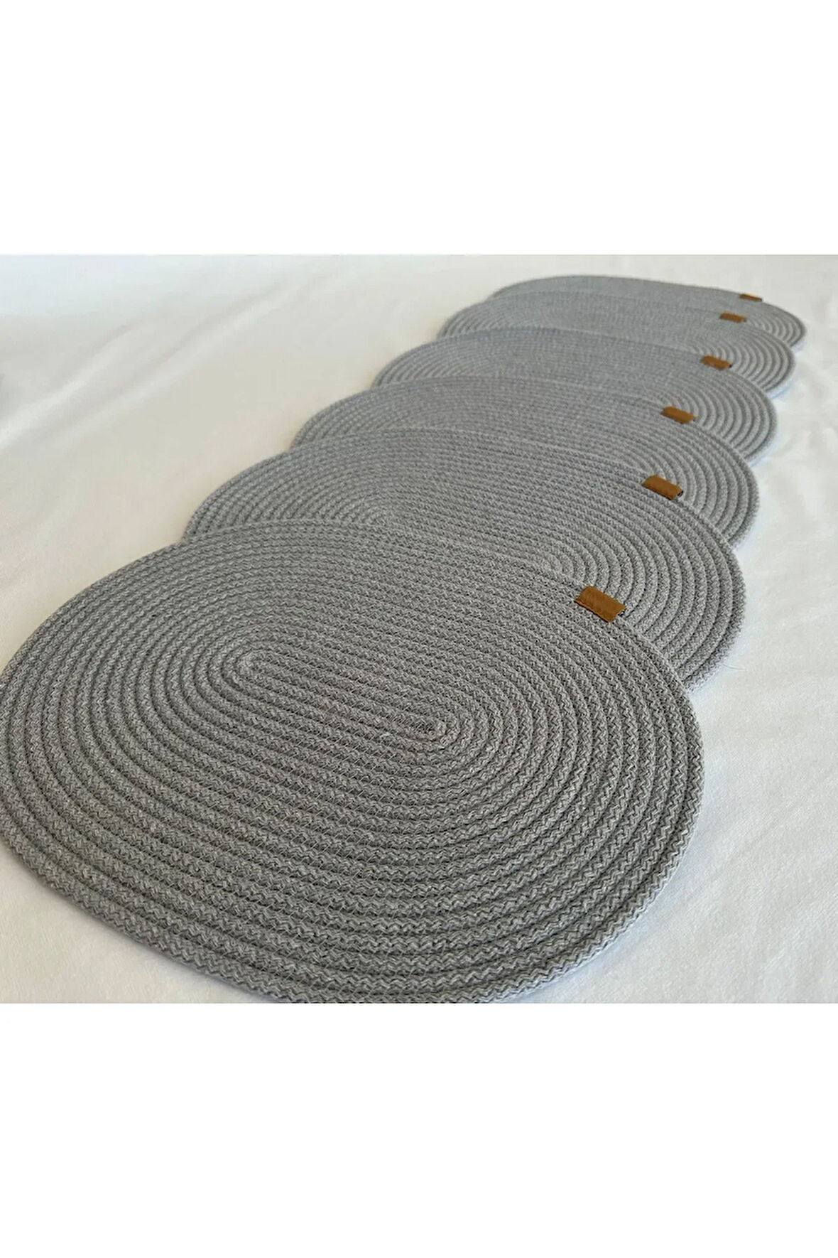 Jüt Amerikan Servis Sofra Altlığı, Masa Dekoru Supla Oval Gri 30x40 6lı