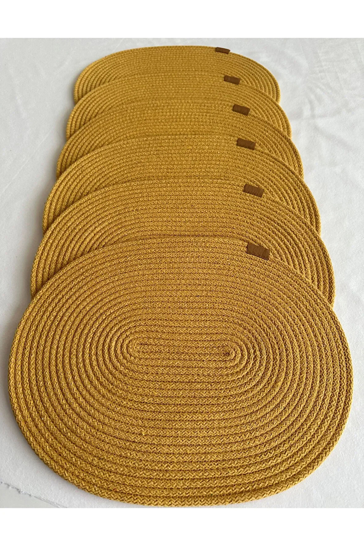 Jüt Amerikan Servis Sofra Altlığı, Masa Dekoru Supla Oval Hardal 30x40 6lı