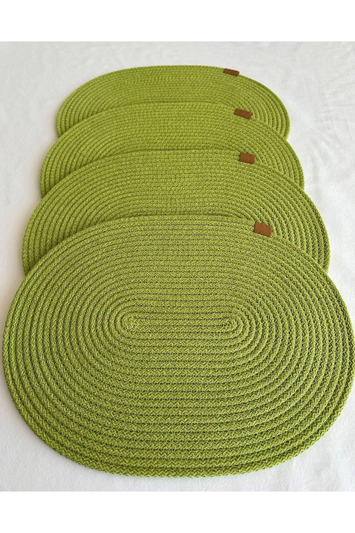 Jüt Amerikan Servis Sofra Altlığı, Masa Dekoru Supla Oval Fıstık Yeşil 30x40 4lü